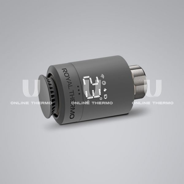 Термостатическая головка (термостат) Royal Thermo Smart Heat RTE 77.001S, электронная, M30х1.5 + Click, серебристая