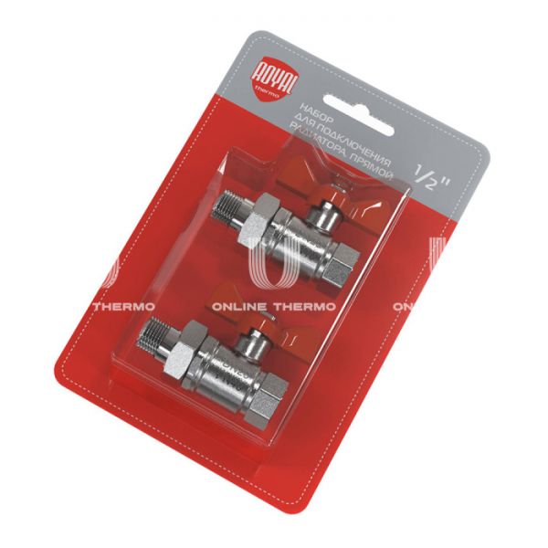Комплект шаровых кранов с разъемным соединением Royal Thermo Optimal RTO 07.075 1/2" ВР-НР, 2 шт.