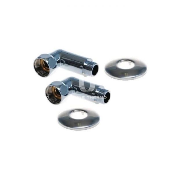Угольник (угол) переходной для полотенцесушителей Royal Thermo SG 741SCH0504 3/4"х1/2", 2 шт., с накидной гайкой и штуцером, с отражателем, хром
