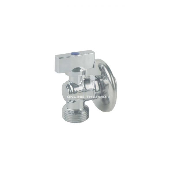 Кран шаровый угловой для сантехнических приборов SantechSystems 1/2" НР, с розеткой, ручка-флажок