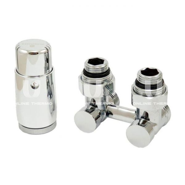 Комплект Schlosser Standard из узла нижнего подключения 1/2"х3/4" ЕК и термоголовки М30х1.5 600800058, с ниппелями, угловой