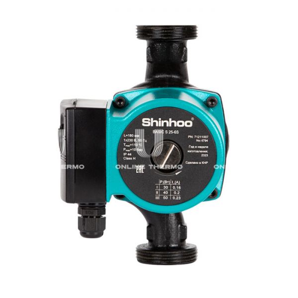 Насос циркуляционный Shinhoo BASIC S 25-4S 71211001, с гайками, база 180 мм