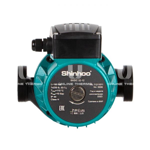 Насос циркуляционный Shinhoo BASIC 25-12S 71211010, с гайками, база 180 мм