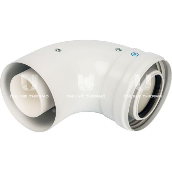 Элемент дымохода Stout конд. колено 90°/ адаптер 90° DN60/100 м/п PP-FE (совместим. с Baxi,Viessmann)