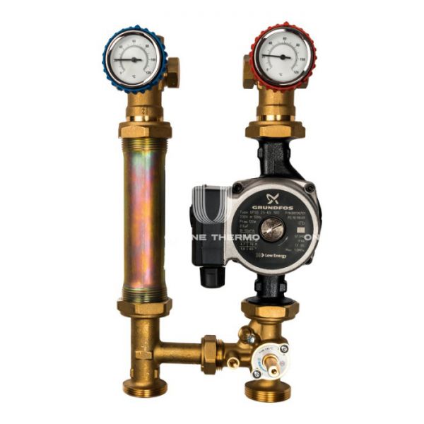 Насосная группа Stout SDG-0007-002502 DN 25 (1") с приводным смесителем и насосом Grundfos UPSO 25-65, подача справа