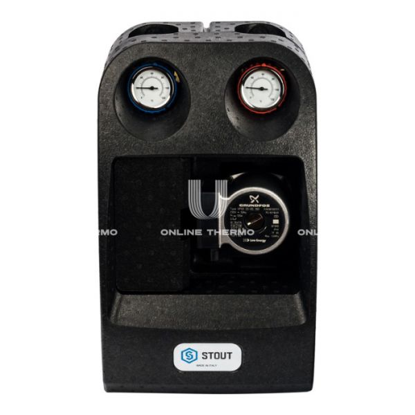 Насосная группа Stout SDG-0007-002502 DN 25 (1") с приводным смесителем и насосом Grundfos UPSO 25-65, подача справа