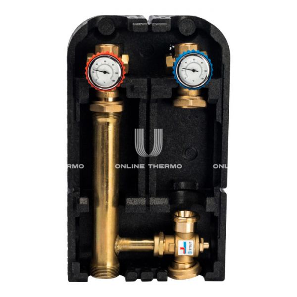 Насосная группа для твердотопливных котлов Stout SDG-0014-002501 DN 25 (1") с термосмесителем, без насоса, подача справа