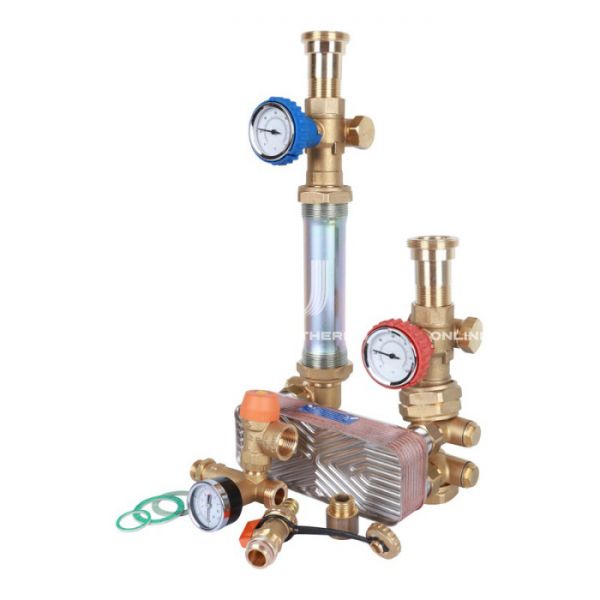 Насосная группа Stout SDG-0038-182501 DN 25 (1") с разделительным теплобменником (18 пластин), без насоса, подача справа