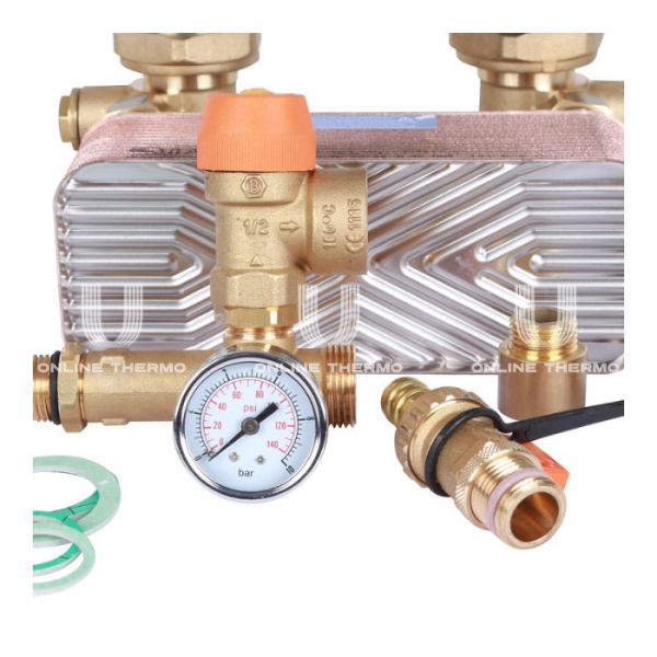 Насосная группа Stout SDG-0038-282502 DN 25 (1") с разделительным теплобменником (28 пластин) и насосом Grundfos UPSO 25-65, подача справа