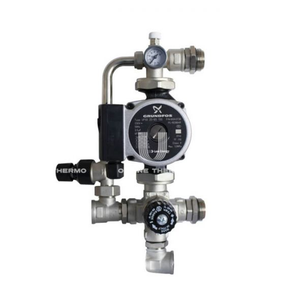 Насосно-смесительный узел Stout с термостатическим клапаном и байпасом; Grundfos UPSO 25-65 130