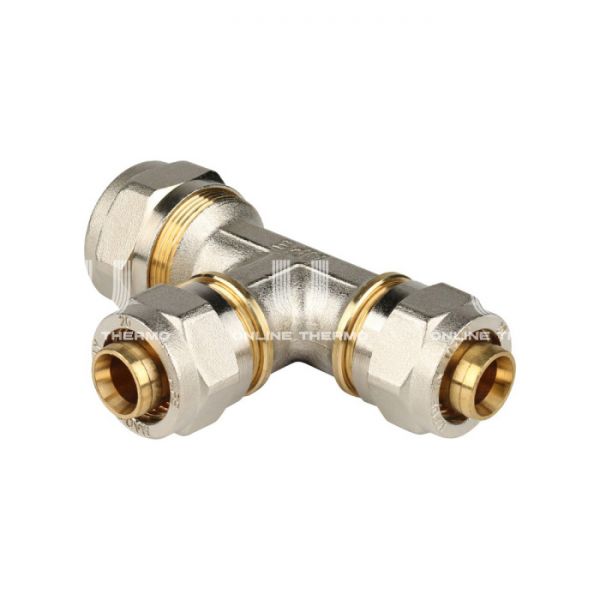 Тройник переходной Stout SFS-0010-262020, 26х20х20 мм, никелированный, компрессионный