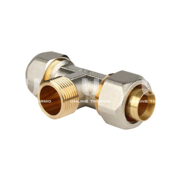 Тройник с наружной резьбой Stout SFS-0011-000132 1"x32, никелированный, компрессионный