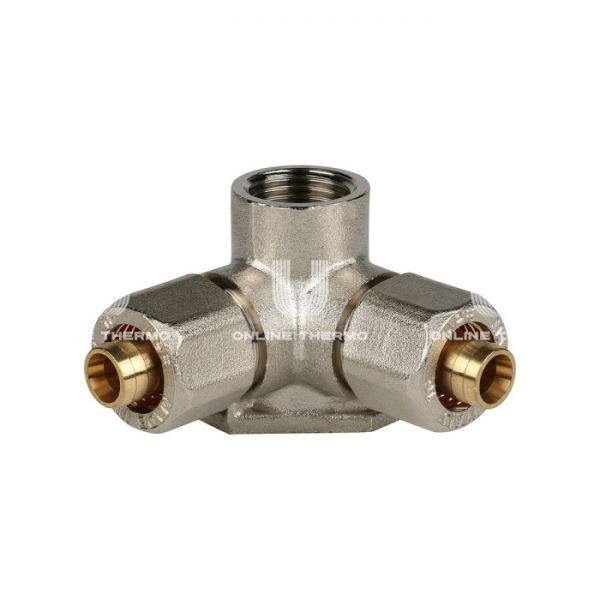 Тройник настенный (водорозетка) с креплением Stout SFS-0014-001216 1/2"х16, никелированный, компрессионный