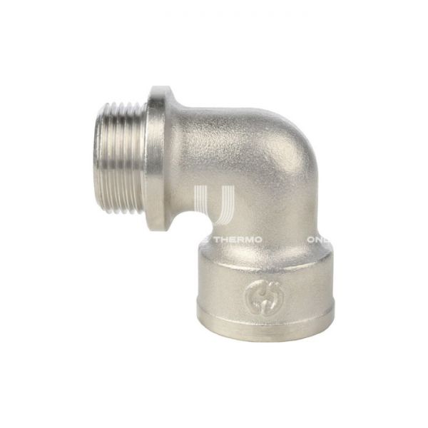 Угольник равносторонний с внутренней и наружной резьбой Stout с упором НВ никелированный 1/2”