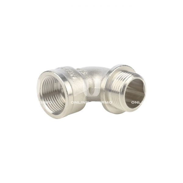 Угольник равносторонний с внутренней и наружной резьбой Stout с упором НВ никелированный 3/8"