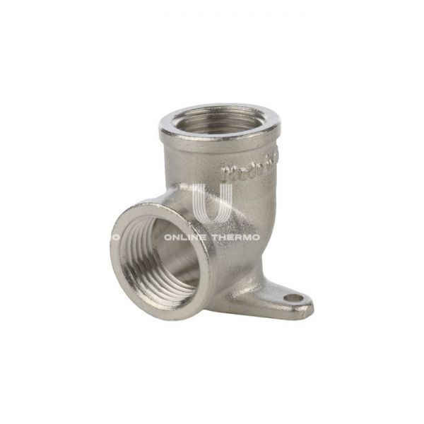 Угольник равносторонний с внутренней резьбой Stout с креплением ВР никелированный 1/2”