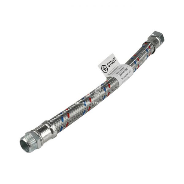 STOUT SHF-0204-182020 Гибкая подводка для воды  НР 3/4 х ВР 3/4,  длина 400 мм