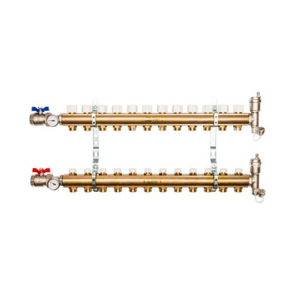Распределительный коллектор Stout из латуни без расходомеров 12 вых.