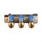 Коллектор Stout с шаровыми кранами 1", 3 отвода 1/2" (синие ручки)