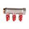 Коллектор Stout с шаровыми кранами SMB 6210 1", 3 отвода 1/2" (красные ручки)