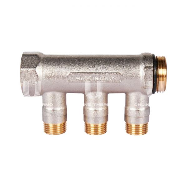 Коллектор Stout с шаровыми кранами SMB 6210 1", 3 отвода 1/2" (красные ручки)