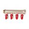 Коллектор Stout с шаровыми кранами SMB 6210 3/4", 4 отвода 1/2" (красные ручки)
