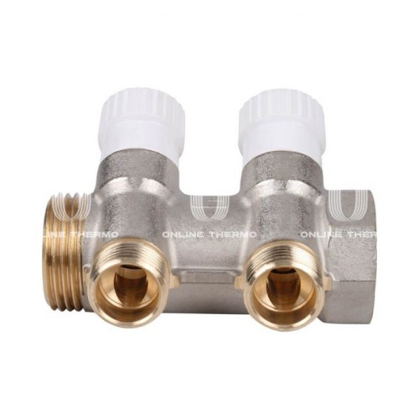 Коллектор распределительный с запорными клапанами Stout 1", 2 отвода 1/2"