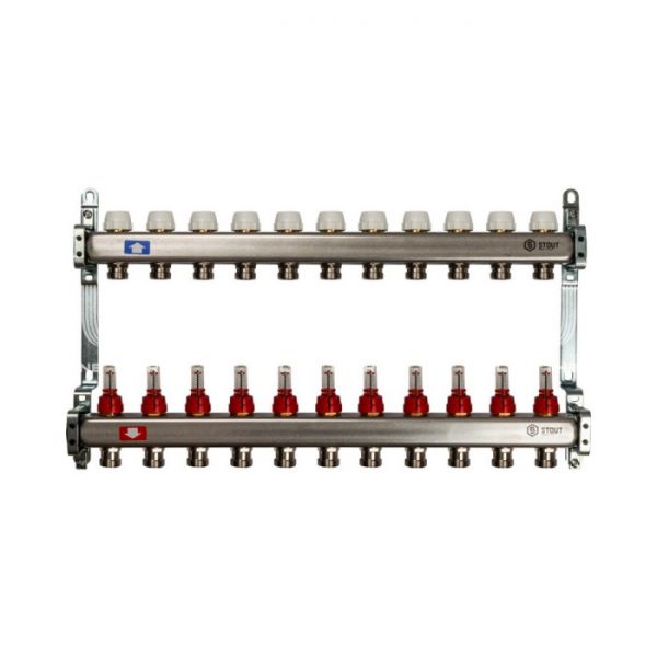 Коллектор Stout из нержавеющей стали с расходомерами 11 вых.