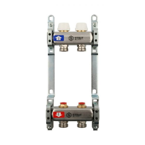 Коллектор Stout из нержавеющей стали без расходомеров 2 вых.
