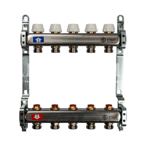 Коллектор Stout из нержавеющей стали без расходомеров 5 вых.