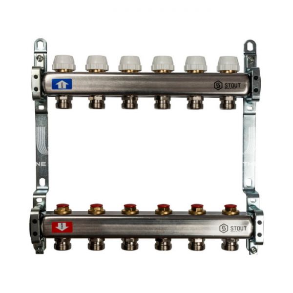 Коллектор Stout из нержавеющей стали без расходомеров 6 вых.