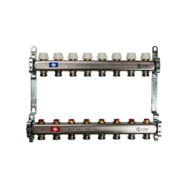 Коллектор Stout из нержавеющей стали без расходомеров 8 вых.