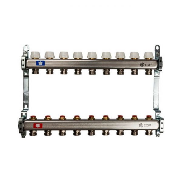Коллектор Stout из нержавеющей стали без расходомеров 9 вых.