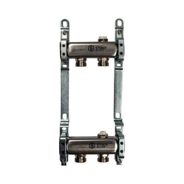 Коллектор Stout из нержавеющей стали для радиаторной разводки 2 вых.