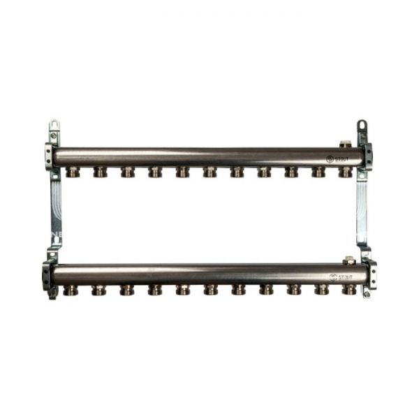 Коллектор Stout из нержавеющей стали для радиаторной разводки 11 вых.