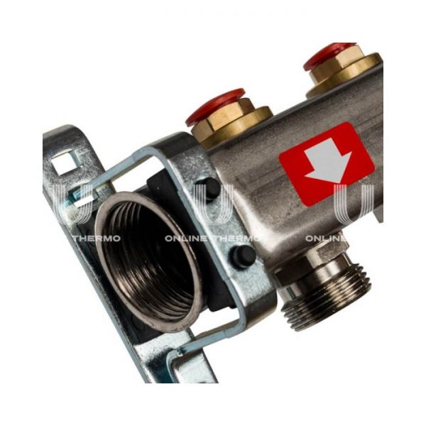 Коллектор Stout из нержавеющей стали без расходомеров, с воздухоотв. и сливом 5 вых.