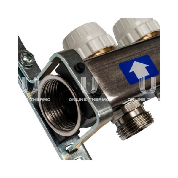 Коллектор Stout из нержавеющей стали без расходомеров, с воздухоотв. и сливом 7 вых.