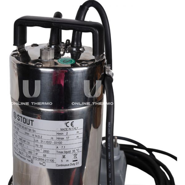 Насос дренажный Stout с режущим механизмом, с полавком, корпус чугун-AISI304