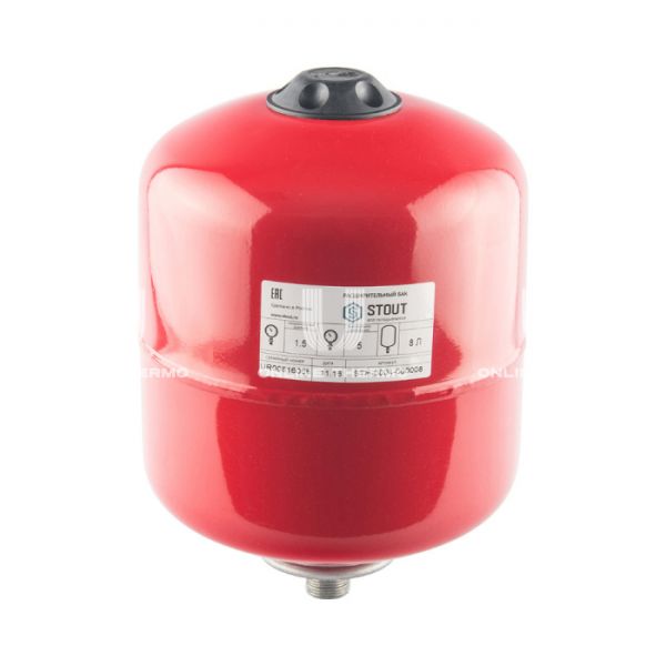 Расширительный бак для отопления Stout STH-0004-000008, 8 л, красный вертикальный, подвесной
