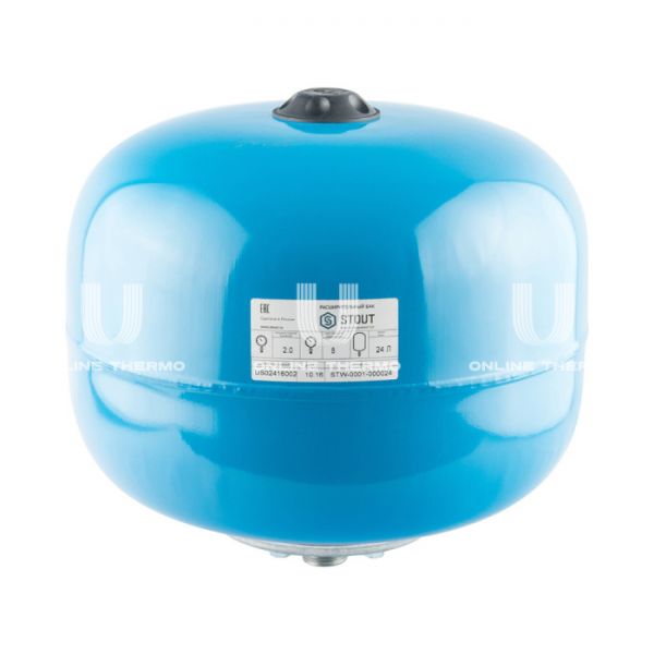 Гидроаккумулятор (расширительный бак) для водоснабжения Stout STW-0001-000024, 24 л, синий вертикальный, на ножках