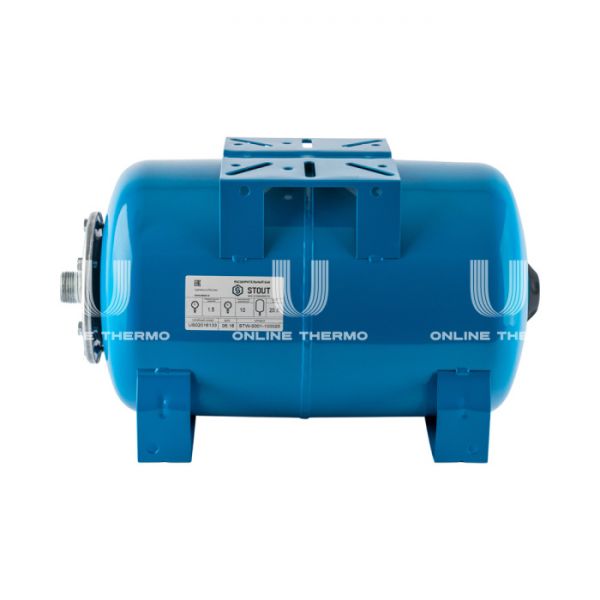 Гидроаккумулятор (расширительный бак) для водоснабжения Stout STW-0001-100020, 20 л, синий горизонтальный, на ножках