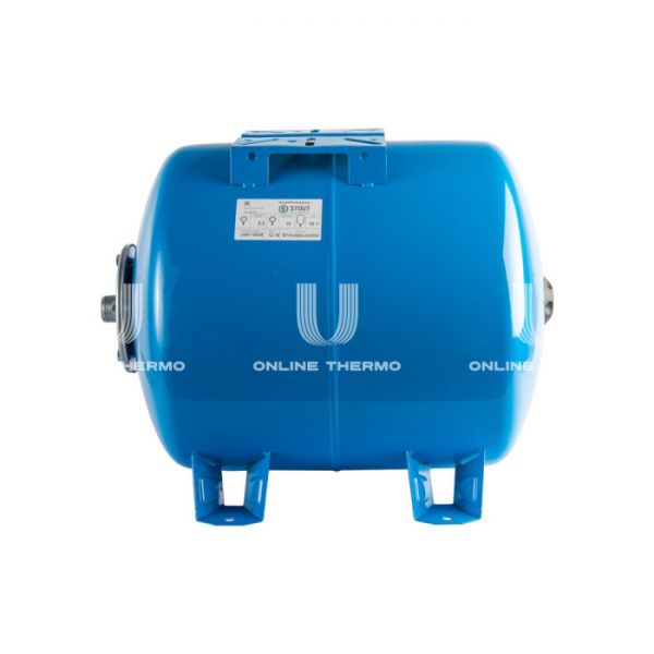 Гидроаккумулятор (расширительный бак) для водоснабжения Stout STW-0003-000100, 100 л, синий горизонтальный, на ножках