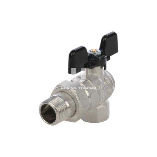 Кран шаровой Stout полнопроходной угловой с "американкой", ВР-НР, ручка бабочка 1/2"