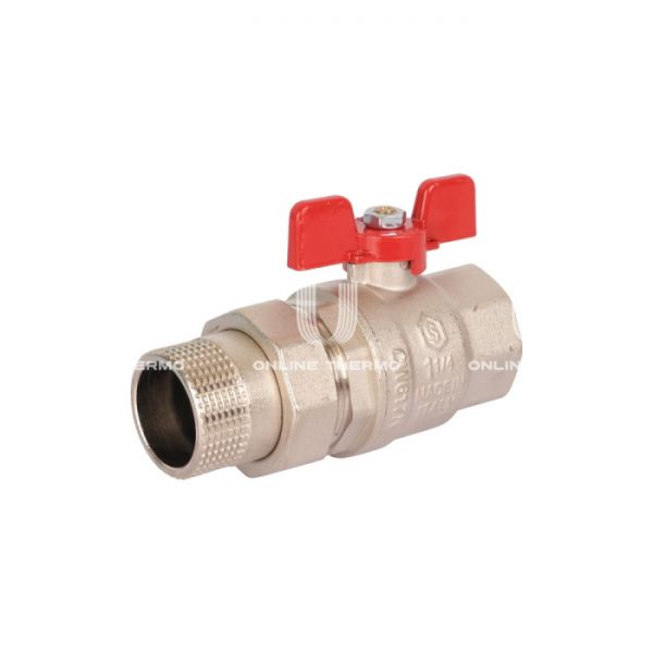 Кран шаровой Stout полнопроходной с "американкой", ВР-НР, ручка бабочка 1" 1/4 (EPDM)