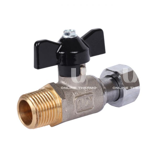 Кран шаровый с накидной гайкой Stout SVB-1009-000015 1/2"x1/2" НР-НГ, ручка-бабочка