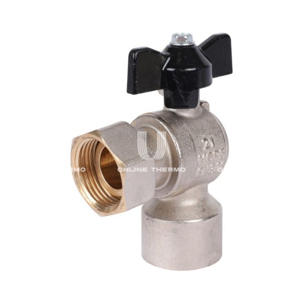 Кран шаровый угловой с накидной гайкой Stout SVB-1010-000020 3/4"x3/4" ВР-НГ, ручка-бабочка