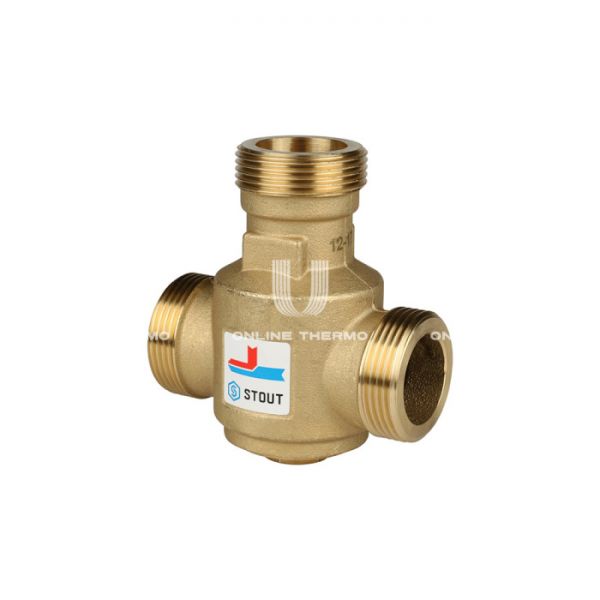 Термостатический смесительный клапан Stout SVM-0030-325506 НР 1"1/4", Kvs 9, PN10, 60°С, для твердотопливных котлов