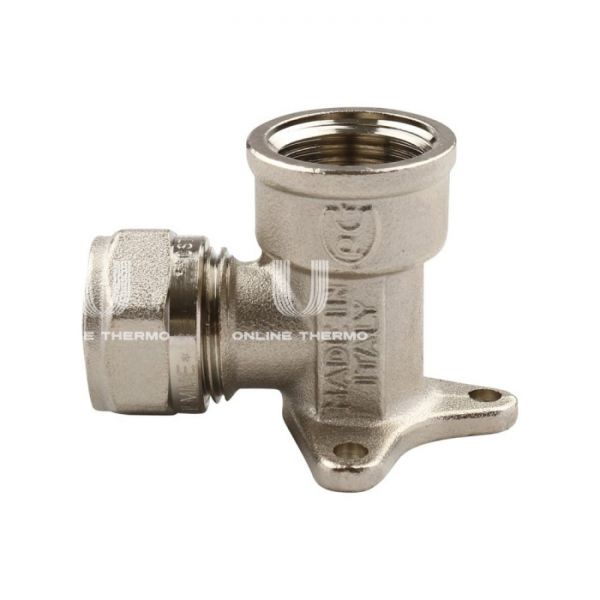 Угольник настенный (водорозетка) Tiemme 1600003, 16x1/2'', никелированный, с креплением, компрессионный