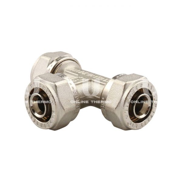 Тройник равносторонний Tiemme 1600009, 20 мм, никелированный, компрессионный