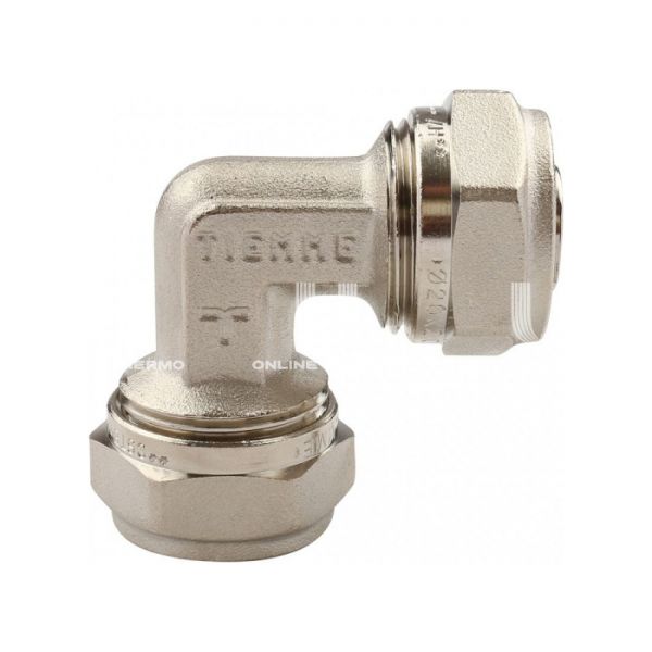 Угольник (угол) 90° равносторонний Tiemme 1600036, 32 мм, никелированный, компрессионный